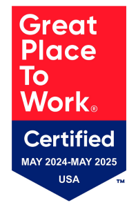 Badge that shows GitLab is certified as a Great Place to Work in the USA from May 2024 to May 2025